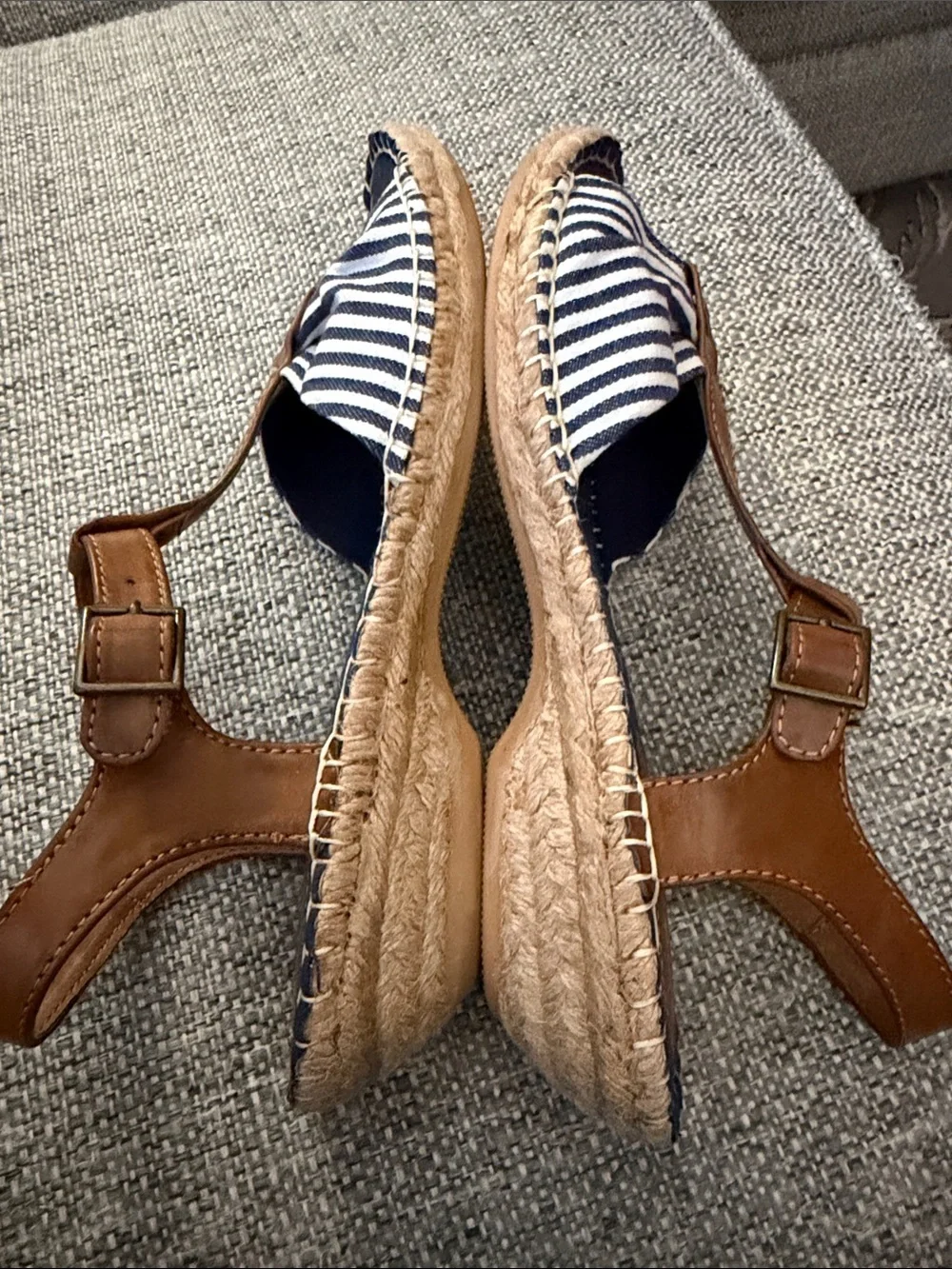 NEW Cliffs by White Mountain Nautical Navy/White T-Strap Espadrille Sandal 10